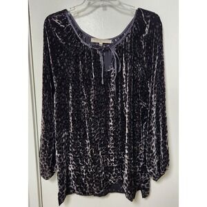 What Goes Around Comes Around Animal Print Velvet Burnout Tunic Large Black Gray